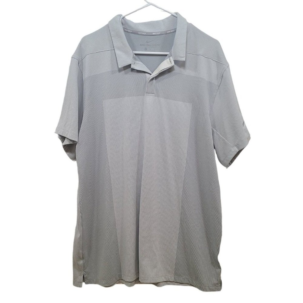 Nike Golf Dri-Fit Zonal Cooling Men's XL Gray Short Sleeve Polo Shirt (S040)